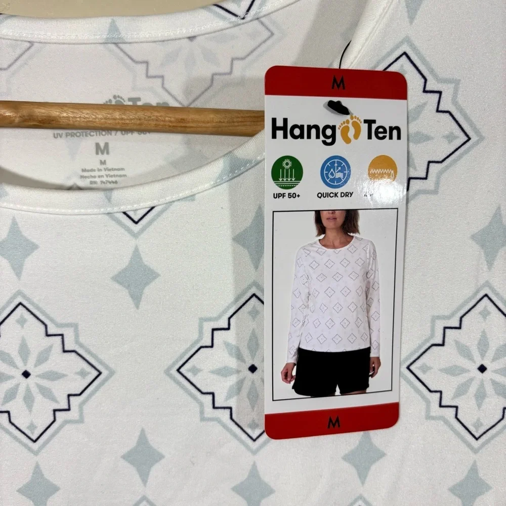 Hang Ten Women’s UV Sun Protection Long Sleeve Shirt W/ Zip Pocket Medium NEW - Picture 5 of 7